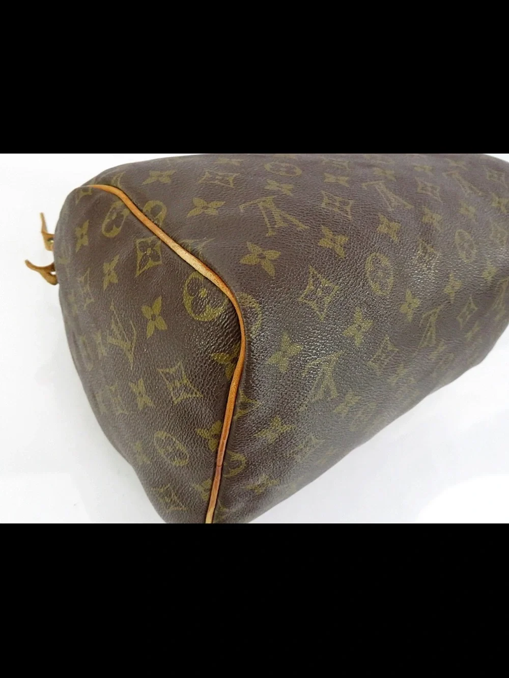 Louis Vuitton Brown Monogram Canvas Satchel with Tan Leather Trim